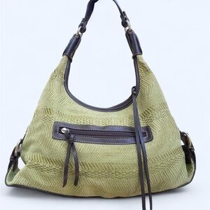 Stylish Green Hobo Bag with Brown Accents